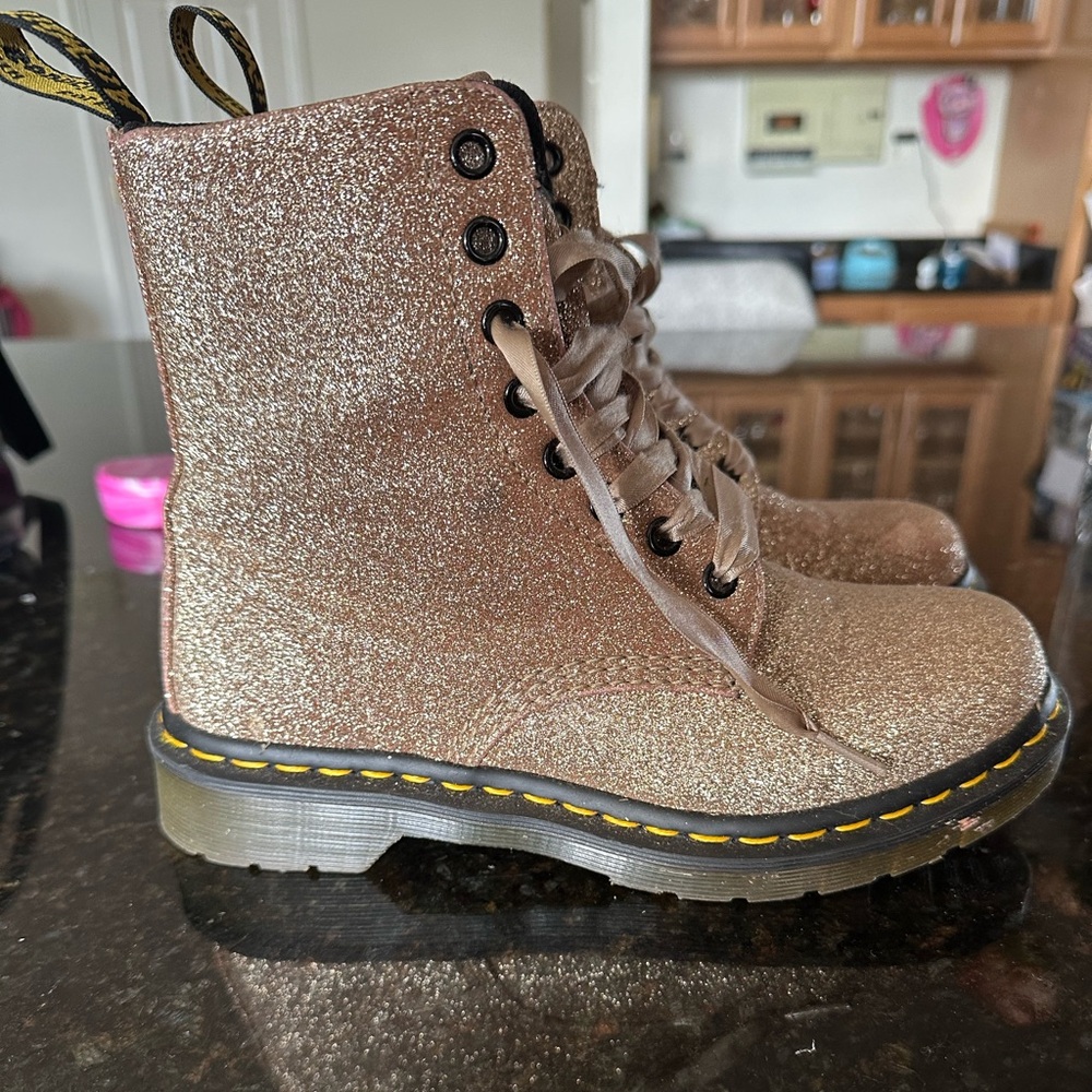 Dr. Martens Pink Combat Moto Boots Lace-Up